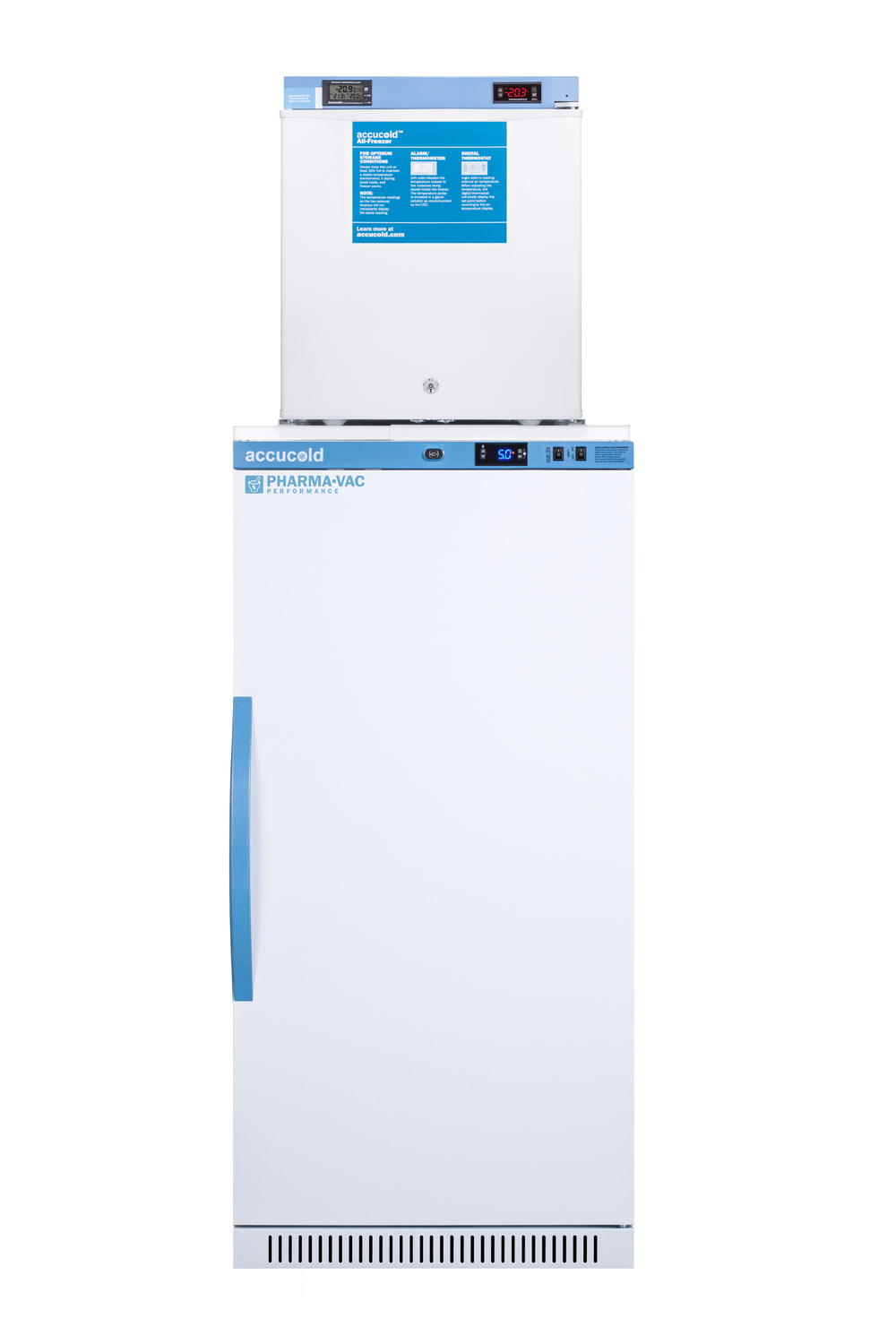 Compact medical/scientific all-freezer with digital thermostat, NIST calibrated thermometer/alarm, and front lock